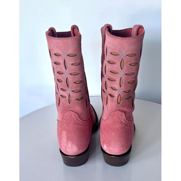 PLANET COWBOY X Anthropologie $475 Pee-wee Leather Western Cowgirl Boots Pink - Picture 11 of 14